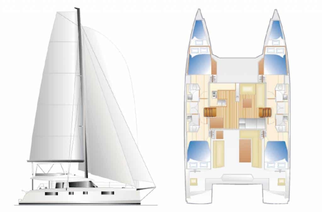 Nautitech 46 Fly Pre-owned Sailing Catamaran for Sale in Greece - Boat Interior Layout
