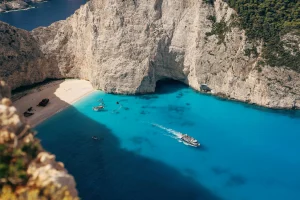 Aerial View of Navagio Beach in Zakynthos