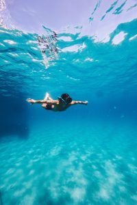 swimming in the ionian sea during spring