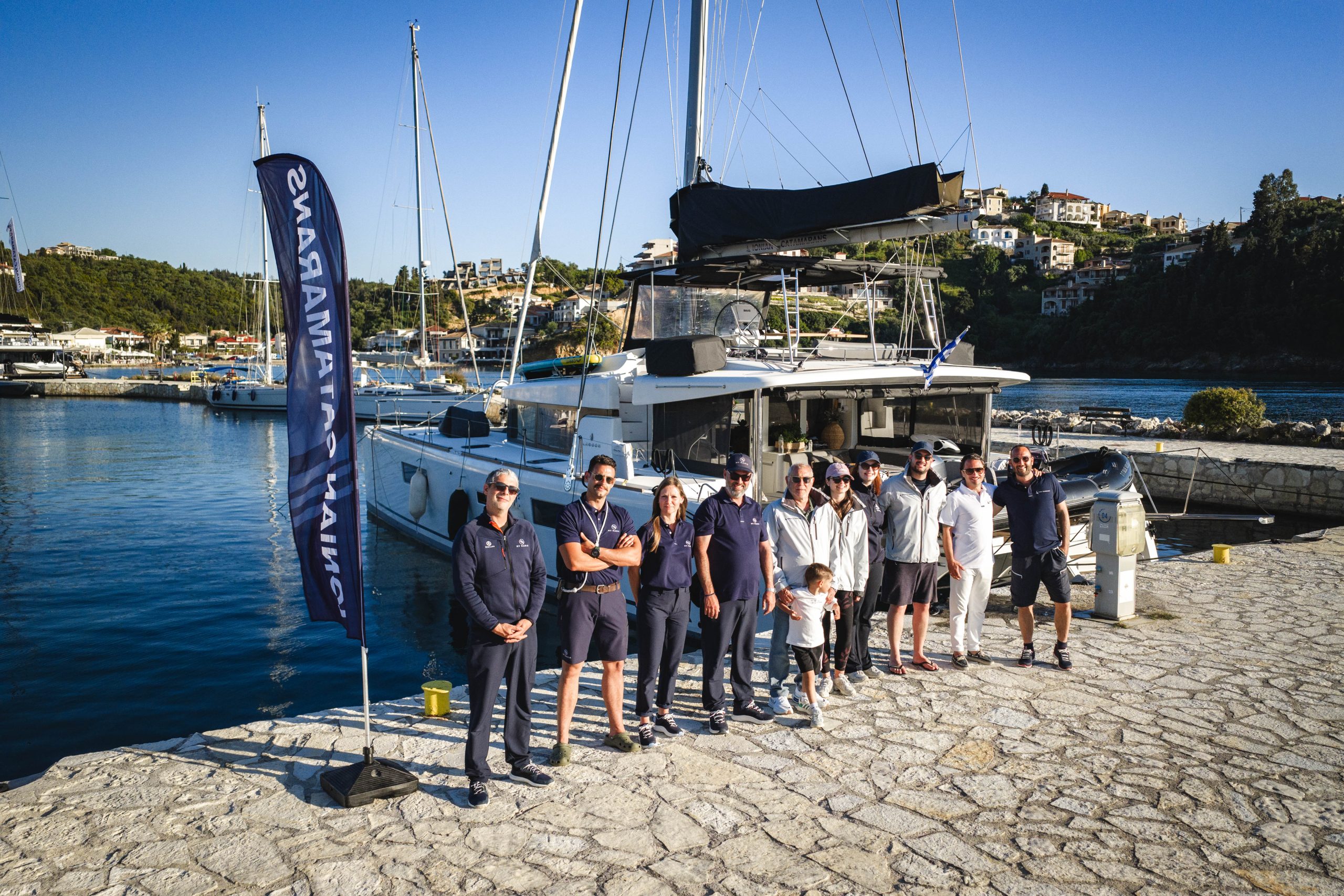 ionian catamarans team in syvota for team building and charter meetup