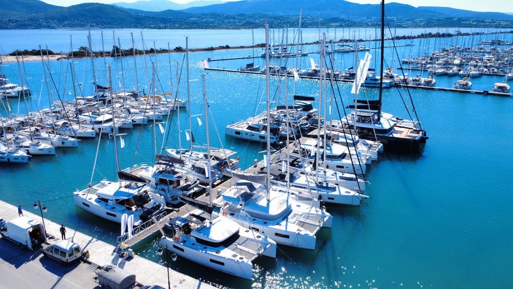 Anchoring in a Greek Marina.
