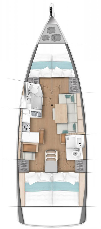 Irini – Sun Odyssey 440 - Boat Interior Layout