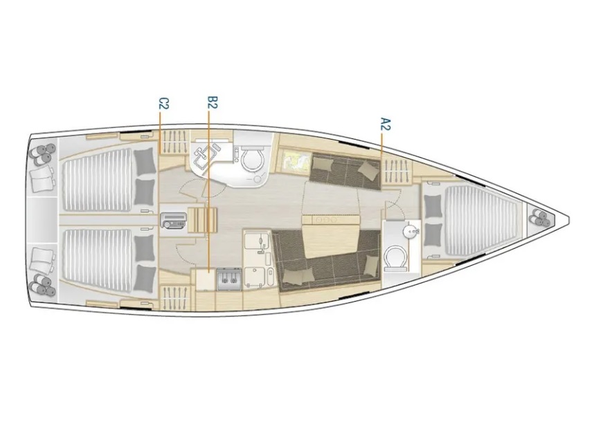 Medusa III – Hanse 388 - Boat Interior Layout