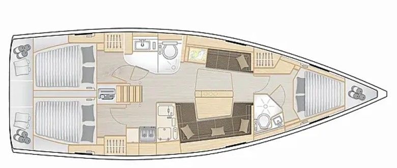 Dafne – Hanse 418 - Boat Interior Layout