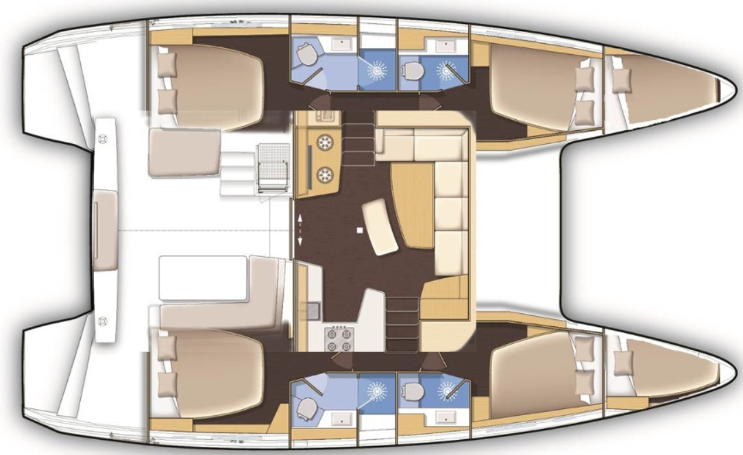 Queen Annezia – Lagoon 42 - Boat Interior Layout